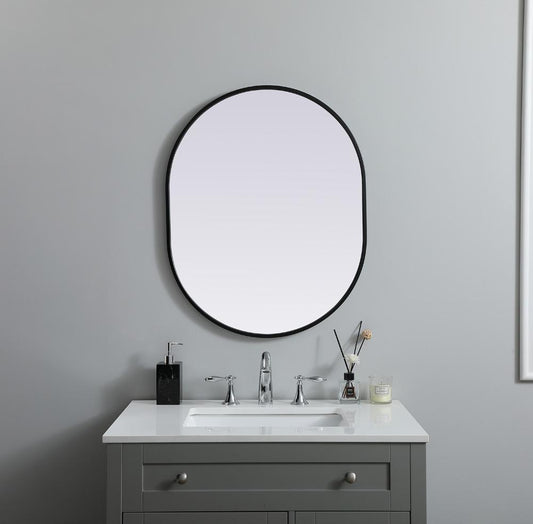 Elegant Furniture & Lighting - Asha Metal Frame Oval Mirror 24x30 Inch in Black - MR2A2430BLK veiw 2