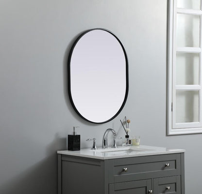 Elegant Furniture & Lighting - Asha Metal Frame Oval Mirror 24x30 Inch in Black - MR2A2430BLK veiw 3