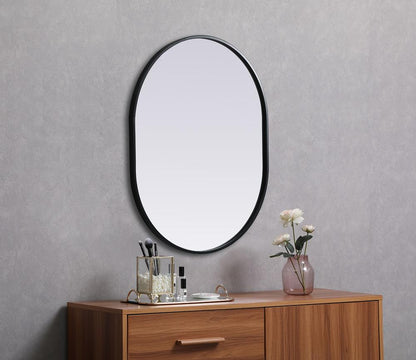 Elegant Furniture & Lighting - Asha Metal Frame Oval Mirror 24x30 Inch in Black - MR2A2430BLK veiw 5