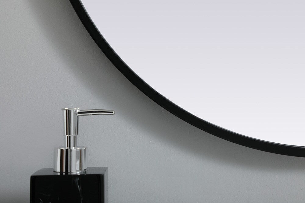 Elegant Furniture & Lighting - Asha Metal Frame Oval Mirror 24x30 Inch in Black - MR2A2430BLK veiw 6