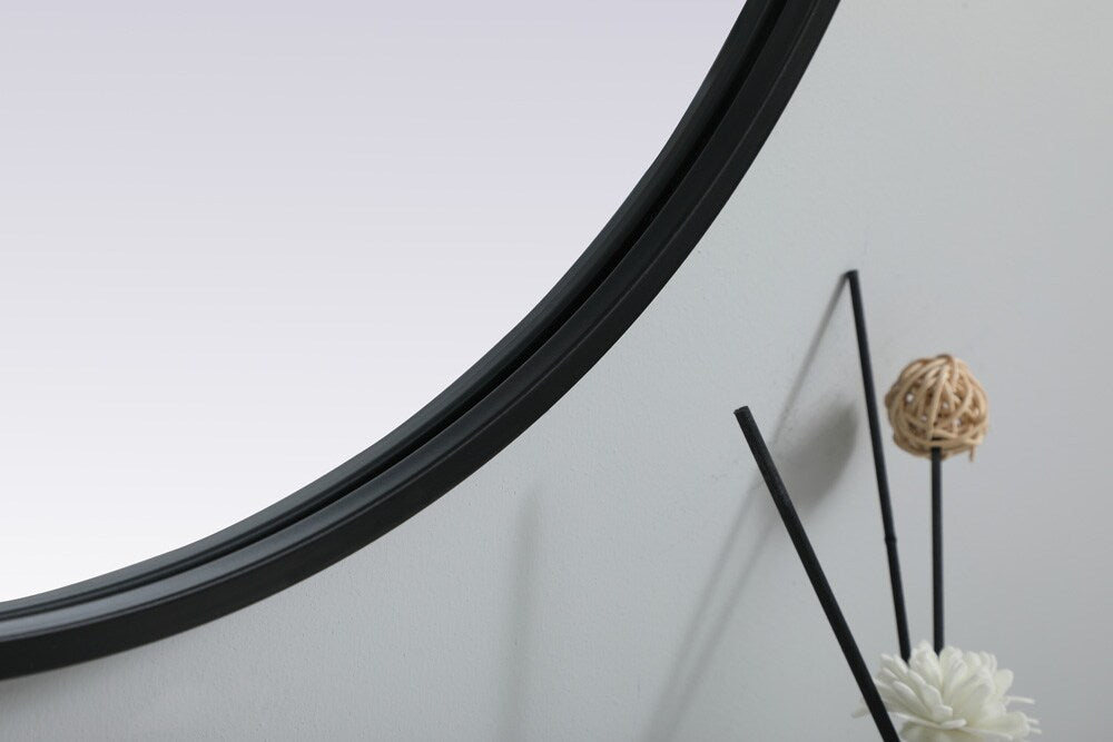 Elegant Furniture & Lighting - Asha Metal Frame Oval Mirror 24x30 Inch in Black - MR2A2430BLK veiw 7