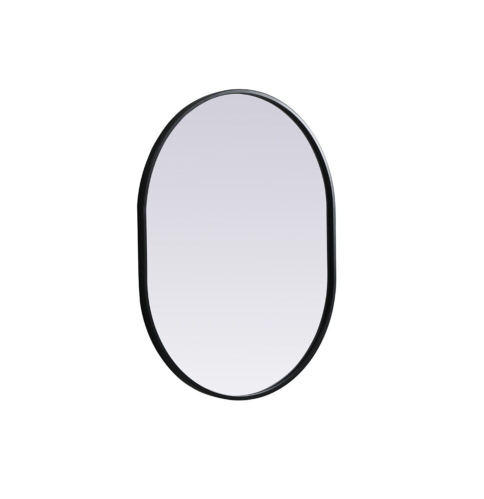 Elegant Furniture & Lighting - Asha Metal Frame Oval Mirror 24x30 Inch in Black - MR2A2430BLK veiw 8