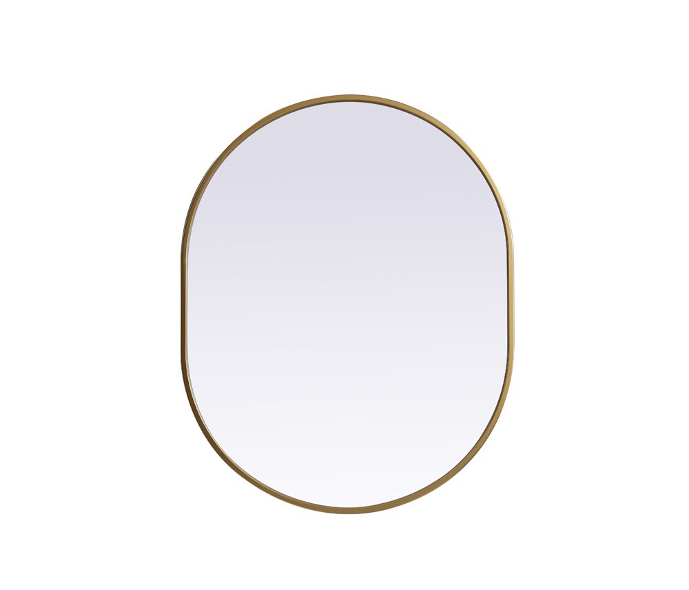 Elegant Furniture & Lighting - Asha Metal Frame Oval Mirror 24x30 Inch in Brass - MR2A2430BRS veiw 1