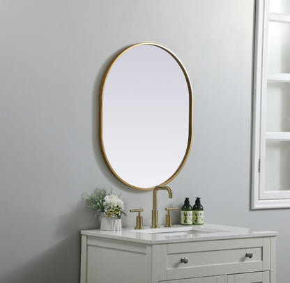 Elegant Furniture & Lighting - Asha Metal Frame Oval Mirror 24x30 Inch in Brass - MR2A2430BRS veiw 3