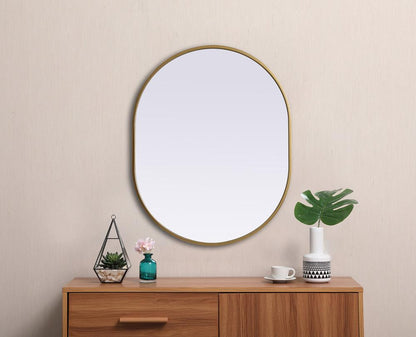Elegant Furniture & Lighting - Asha Metal Frame Oval Mirror 24x30 Inch in Brass - MR2A2430BRS veiw 4