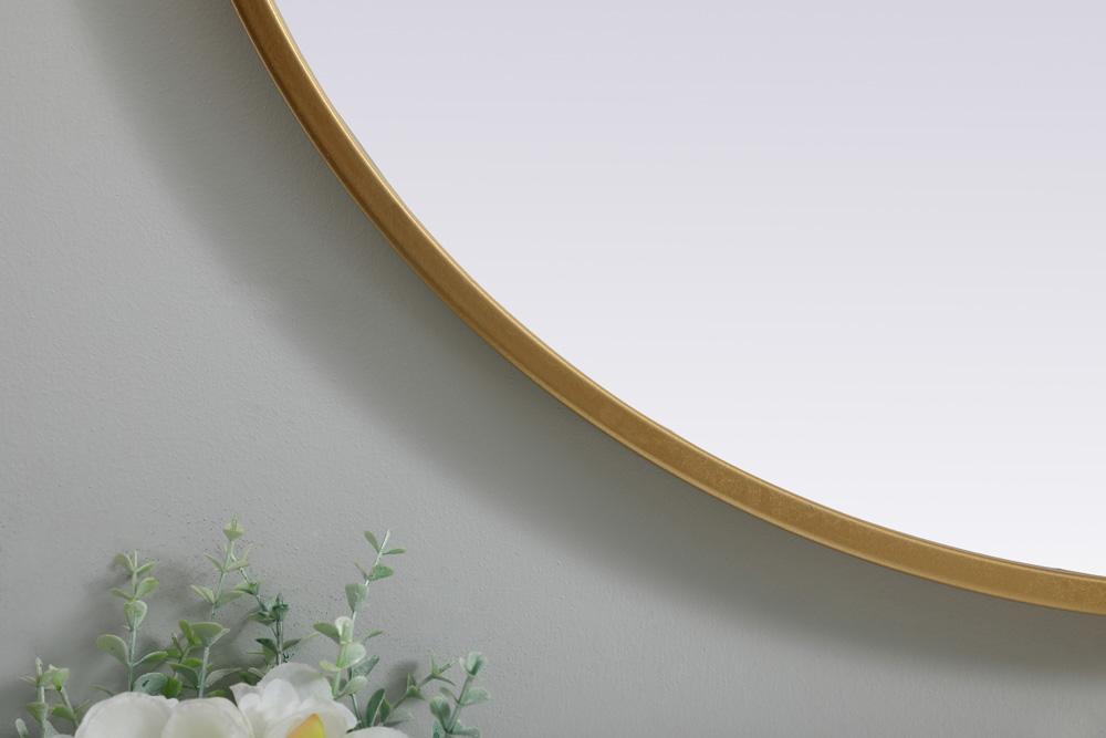 Elegant Furniture & Lighting - Asha Metal Frame Oval Mirror 24x30 Inch in Brass - MR2A2430BRS veiw 6