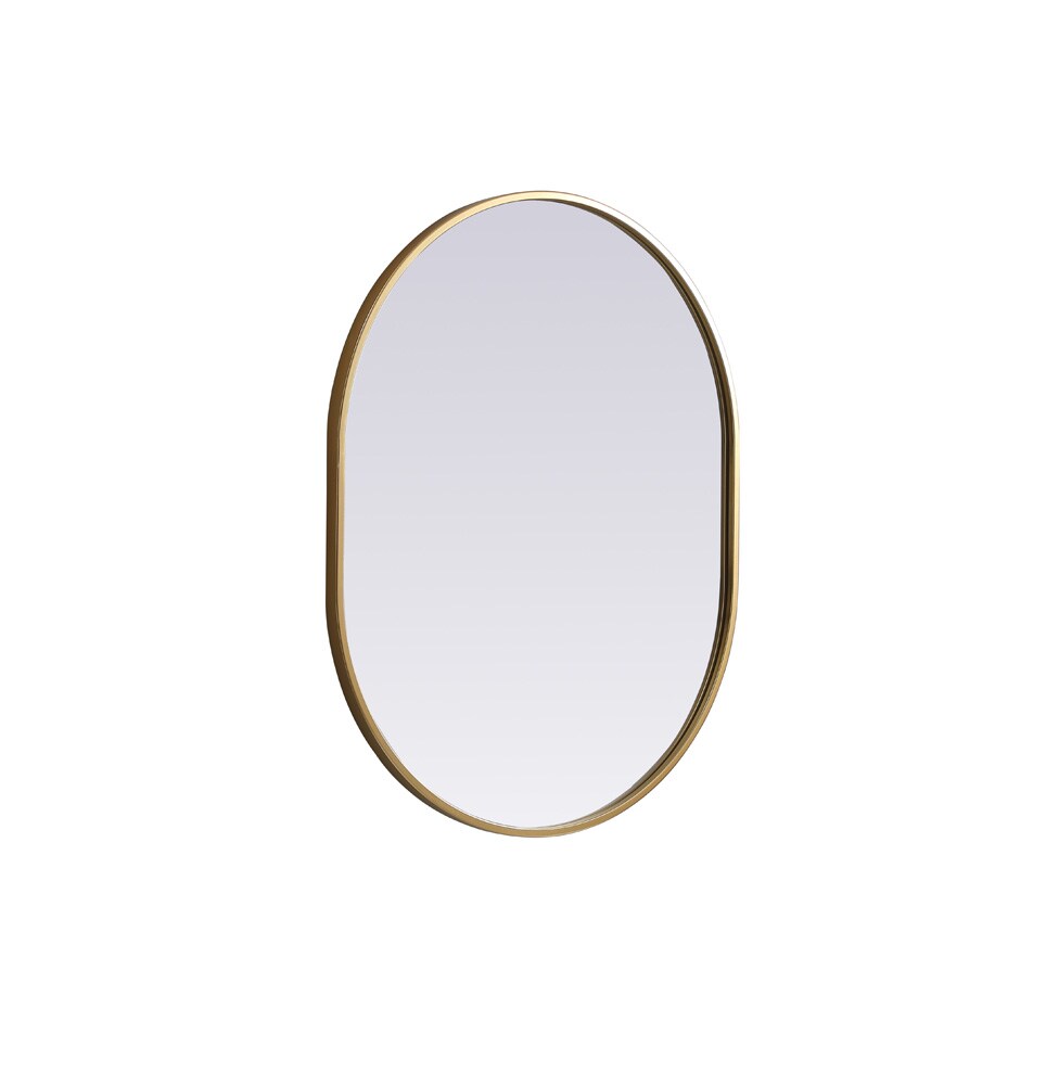Elegant Furniture & Lighting - Asha Metal Frame Oval Mirror 24x30 Inch in Brass - MR2A2430BRS veiw 8