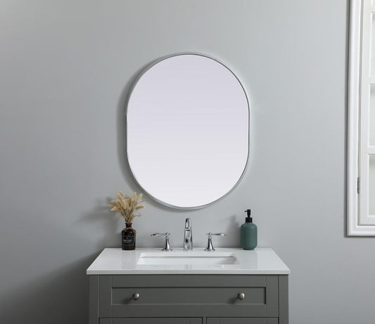 Elegant Furniture & Lighting - Asha Metal Frame Oval Mirror 24x30 Inch in Silver - MR2A2430SIL veiw 2