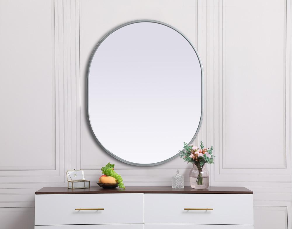 Elegant Furniture & Lighting - Asha Metal Frame Oval Mirror 24x30 Inch in Silver - MR2A2430SIL veiw 4