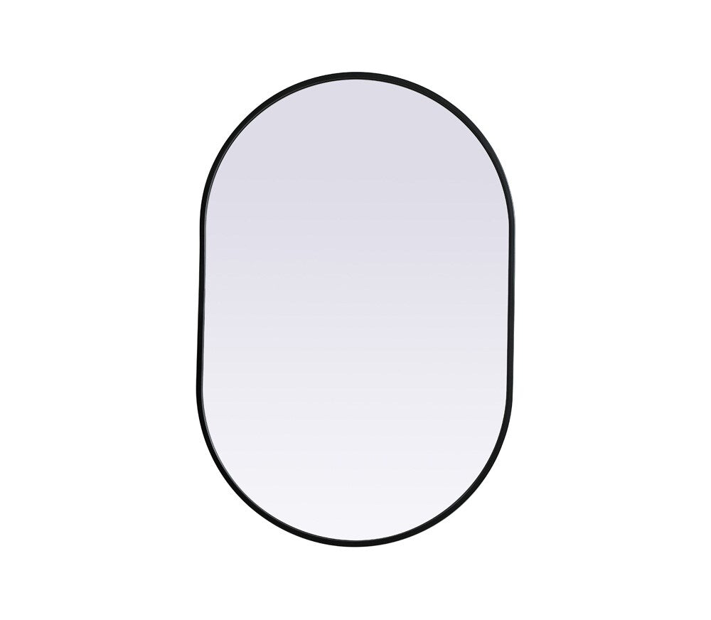 Elegant Furniture & Lighting - Asha Metal Frame Oval Mirror 24x36 Inch in Black - MR2A2436BLK veiw 1