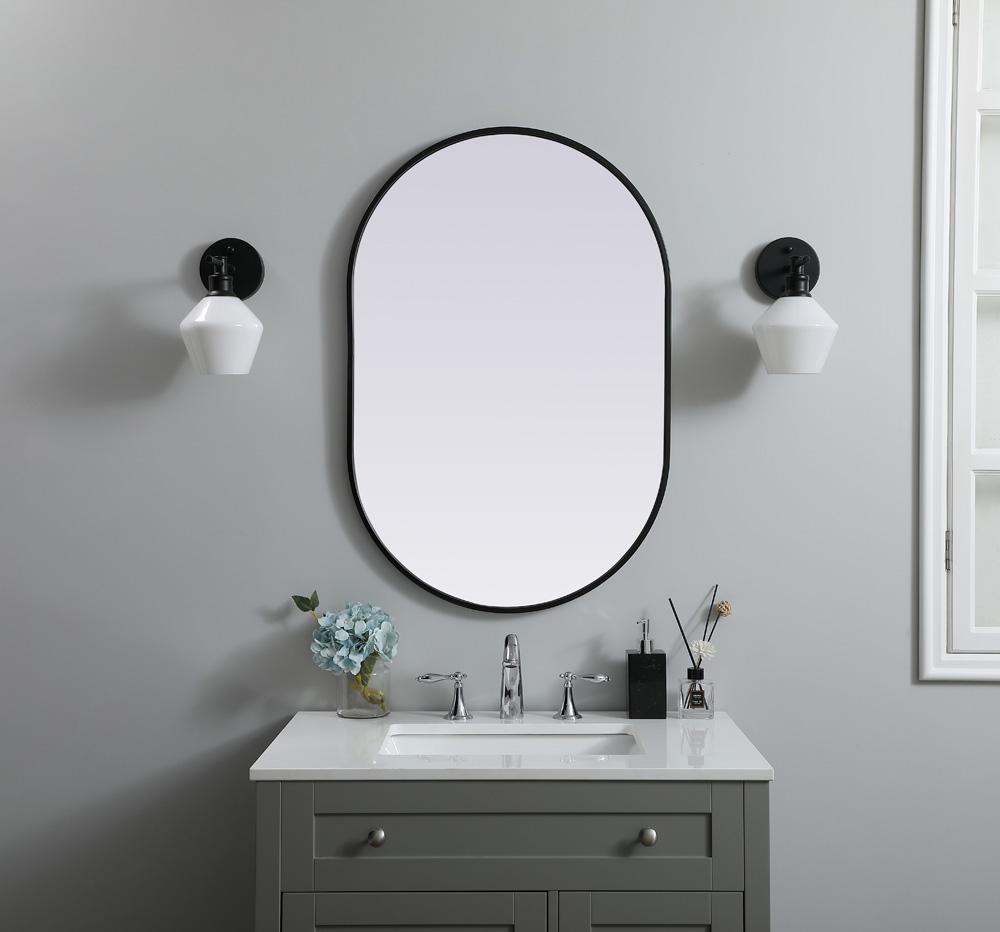 Elegant Furniture & Lighting - Asha Metal Frame Oval Mirror 24x36 Inch in Black - MR2A2436BLK veiw 2