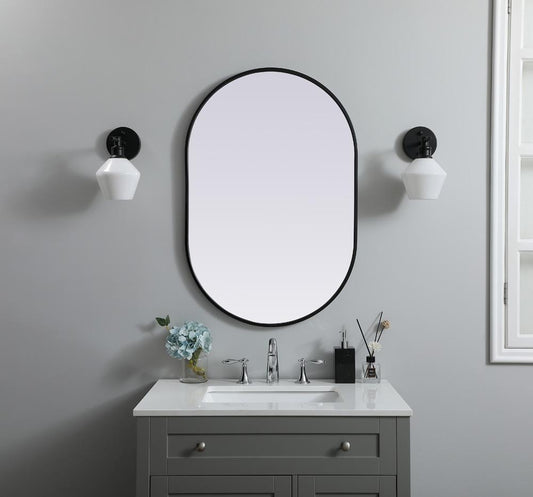 Elegant Furniture & Lighting - Asha Metal Frame Oval Mirror 24x36 Inch in Black - MR2A2436BLK veiw 2