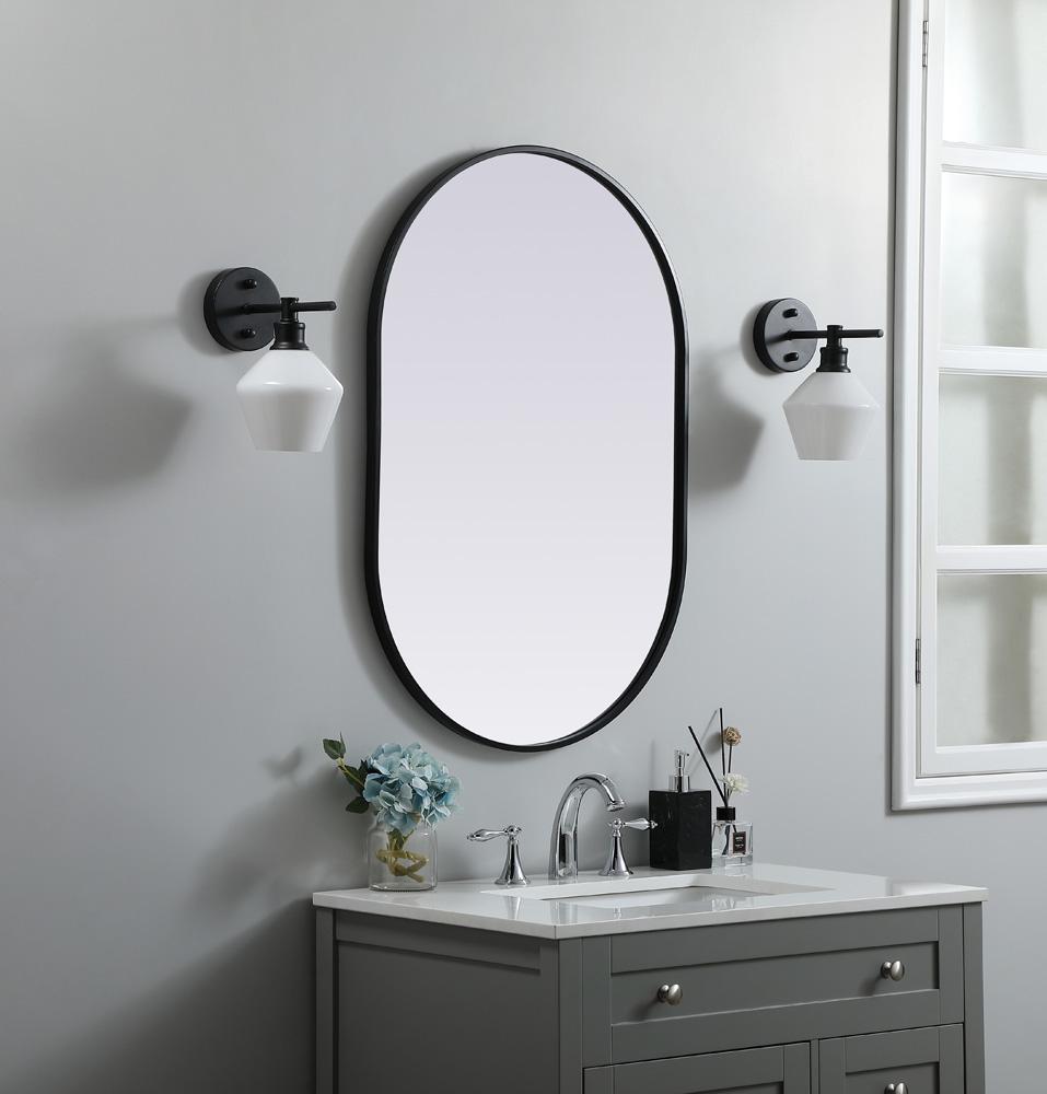 Elegant Furniture & Lighting - Asha Metal Frame Oval Mirror 24x36 Inch in Black - MR2A2436BLK veiw 3