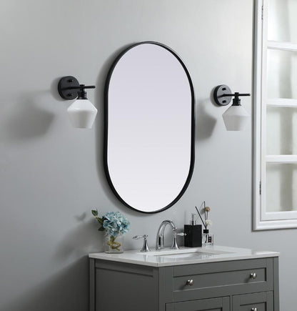 Elegant Furniture & Lighting - Asha Metal Frame Oval Mirror 24x36 Inch in Black - MR2A2436BLK veiw 3