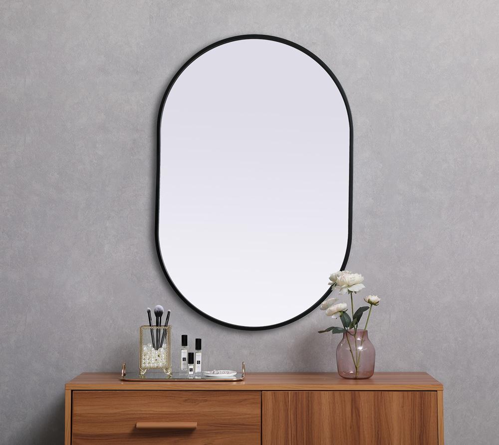 Elegant Furniture & Lighting - Asha Metal Frame Oval Mirror 24x36 Inch in Black - MR2A2436BLK veiw 4