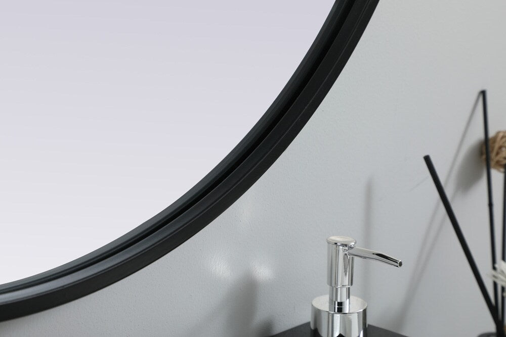 Elegant Furniture & Lighting - Asha Metal Frame Oval Mirror 24x36 Inch in Black - MR2A2436BLK veiw 7