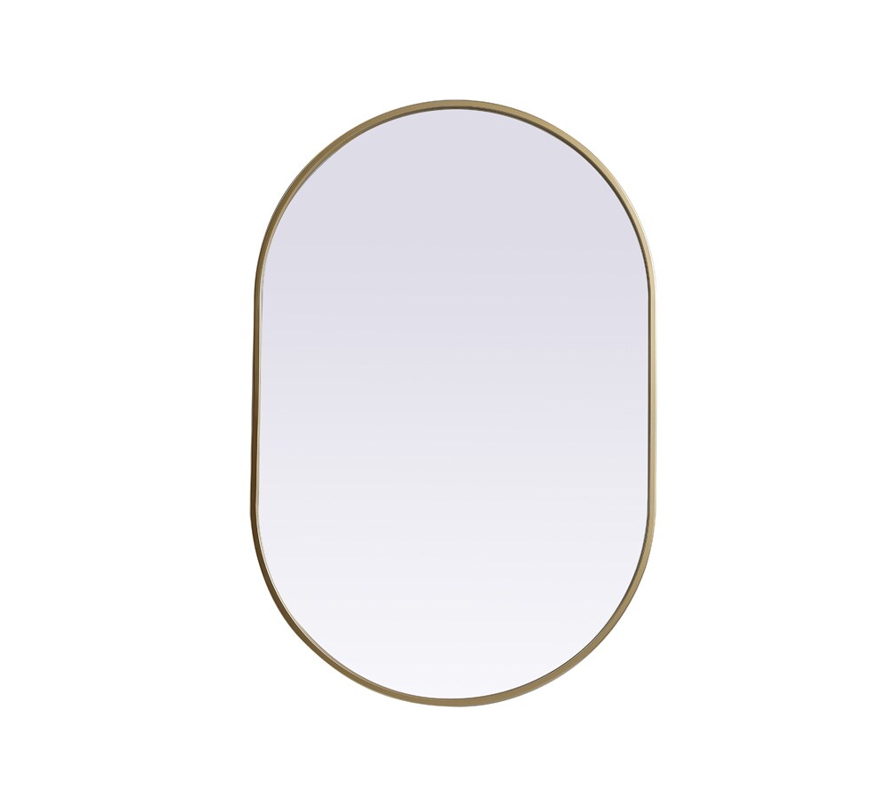 Elegant Furniture & Lighting - Asha Metal Frame Oval Mirror 24x36 Inch in Brass - MR2A2436BRS veiw 1