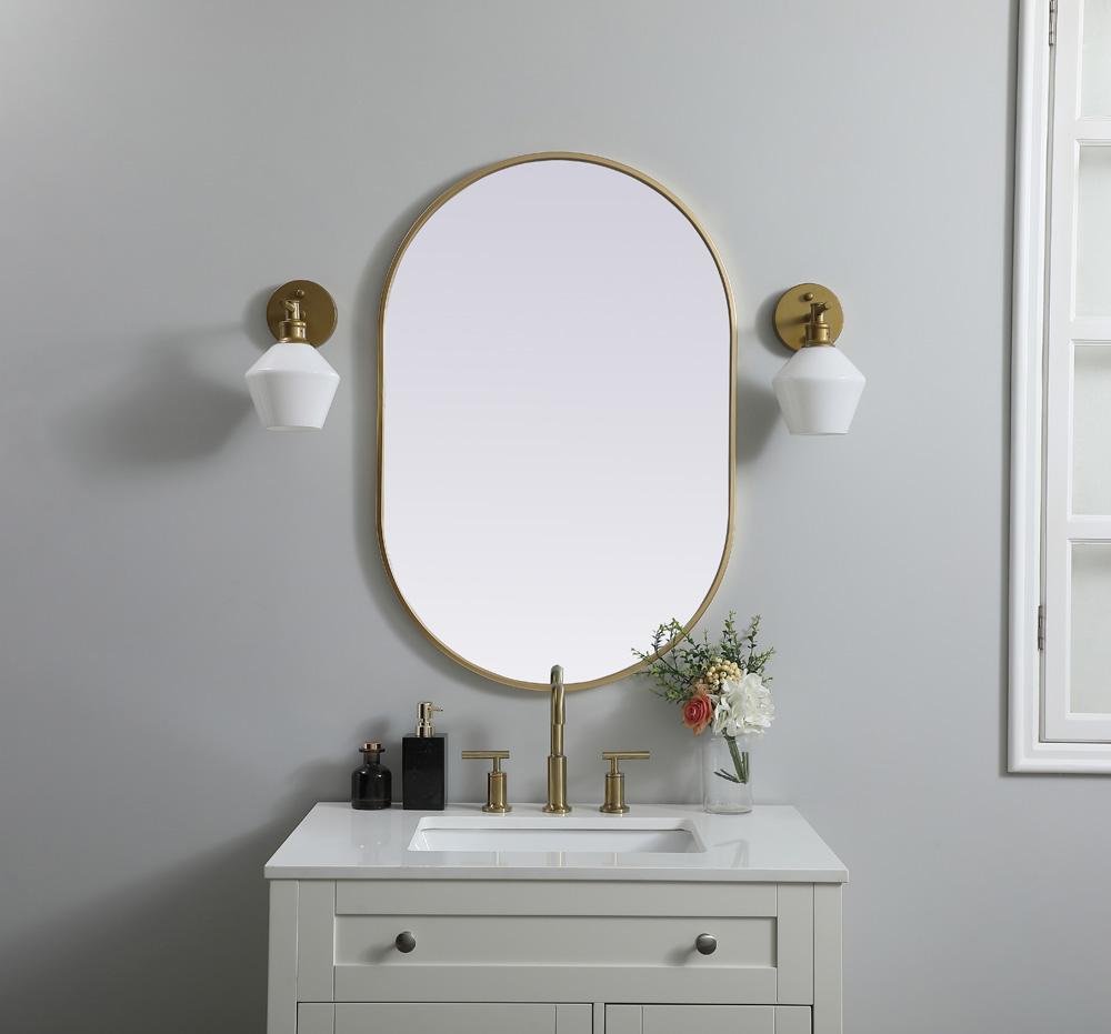 Elegant Furniture & Lighting - Asha Metal Frame Oval Mirror 24x36 Inch in Brass - MR2A2436BRS veiw 2