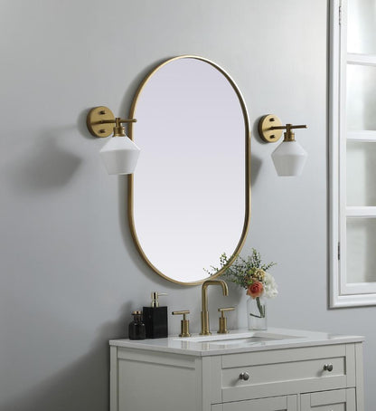 Elegant Furniture & Lighting - Asha Metal Frame Oval Mirror 24x36 Inch in Brass - MR2A2436BRS veiw 3