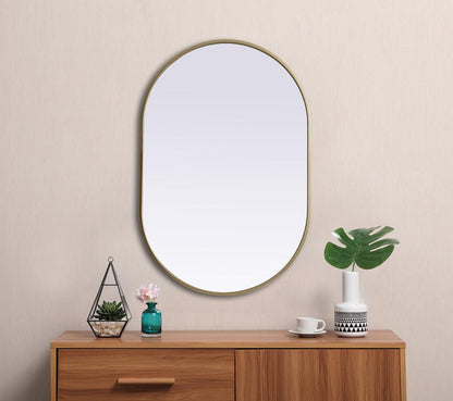 Elegant Furniture & Lighting - Asha Metal Frame Oval Mirror 24x36 Inch in Brass - MR2A2436BRS veiw 4