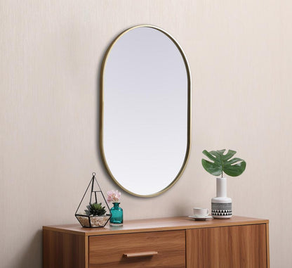 Elegant Furniture & Lighting - Asha Metal Frame Oval Mirror 24x36 Inch in Brass - MR2A2436BRS veiw 5