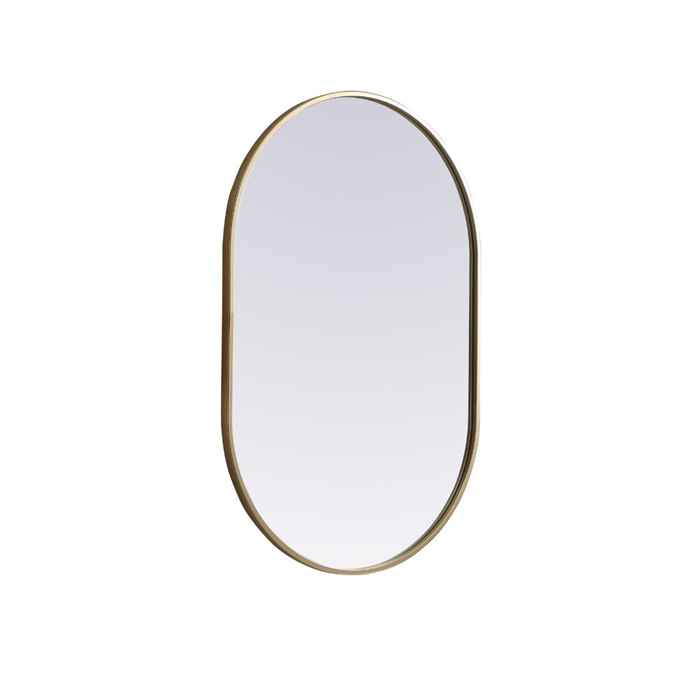 Elegant Furniture & Lighting - Asha Metal Frame Oval Mirror 24x36 Inch in Brass - MR2A2436BRS veiw 8