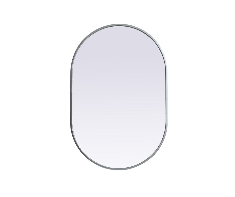 Elegant Furniture & Lighting - Asha Metal Frame Oval Mirror 24x36 Inch in Silver - MR2A2436SIL veiw 1