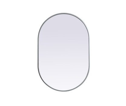 Elegant Furniture & Lighting - Asha Metal Frame Oval Mirror 24x36 Inch in Silver - MR2A2436SIL veiw 1