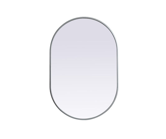 Elegant Furniture & Lighting - Asha Metal Frame Oval Mirror 24x36 Inch in Silver - MR2A2436SIL veiw 1