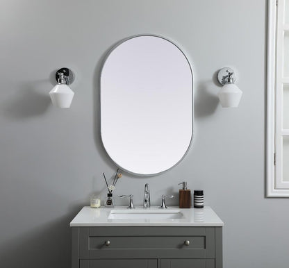 Elegant Furniture & Lighting - Asha Metal Frame Oval Mirror 24x36 Inch in Silver - MR2A2436SIL veiw 2