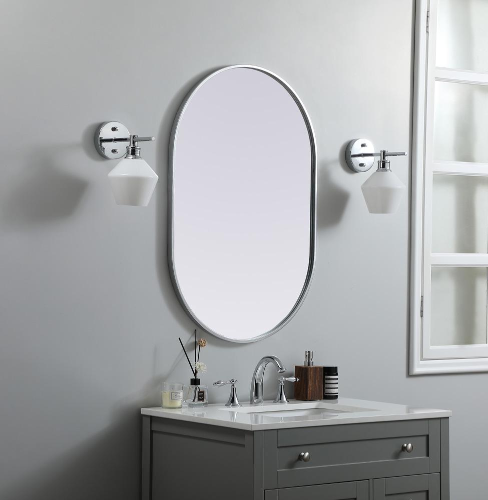 Elegant Furniture & Lighting - Asha Metal Frame Oval Mirror 24x36 Inch in Silver - MR2A2436SIL veiw 3