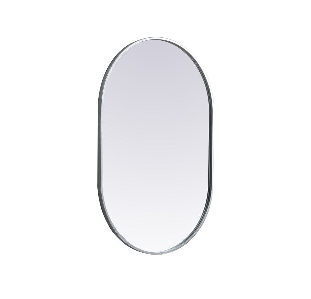 Elegant Furniture & Lighting - Asha Metal Frame Oval Mirror 24x36 Inch in Silver - MR2A2436SIL veiw 8