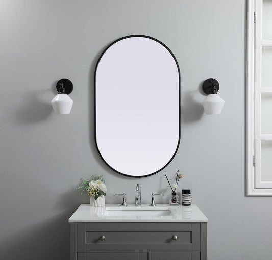 Elegant Furniture & Lighting - Asha Metal Frame Oval Mirror 24x40 Inch in Black - MR2A2440BLK veiw 2