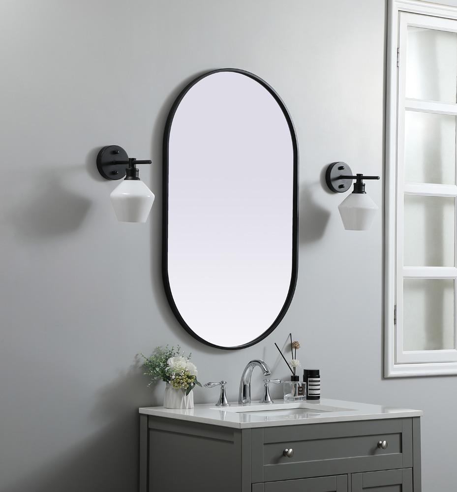Elegant Furniture & Lighting - Asha Metal Frame Oval Mirror 24x40 Inch in Black - MR2A2440BLK veiw 4