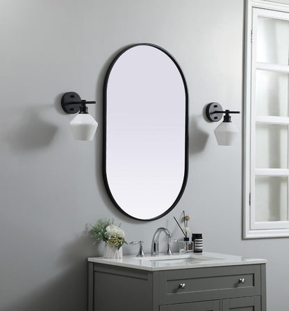Elegant Furniture & Lighting - Asha Metal Frame Oval Mirror 24x40 Inch in Black - MR2A2440BLK veiw 4