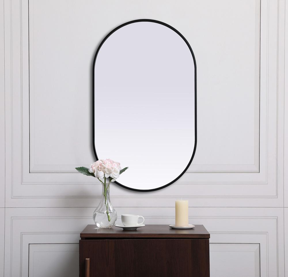 Elegant Furniture & Lighting - Asha Metal Frame Oval Mirror 24x40 Inch in Black - MR2A2440BLK veiw 5