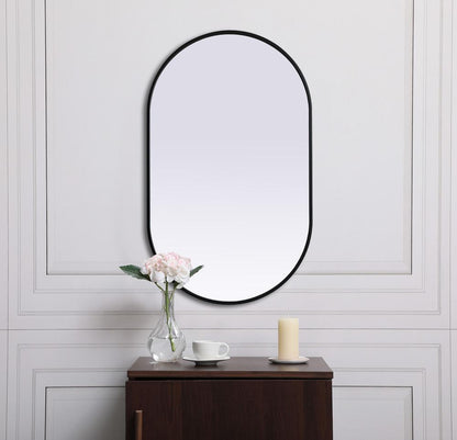 Elegant Furniture & Lighting - Asha Metal Frame Oval Mirror 24x40 Inch in Black - MR2A2440BLK veiw 5