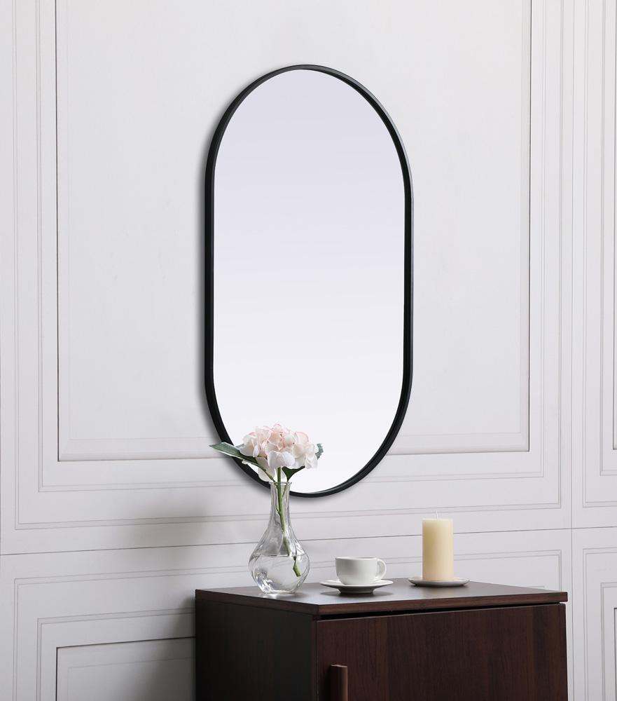 Elegant Furniture & Lighting - Asha Metal Frame Oval Mirror 24x40 Inch in Black - MR2A2440BLK veiw 6