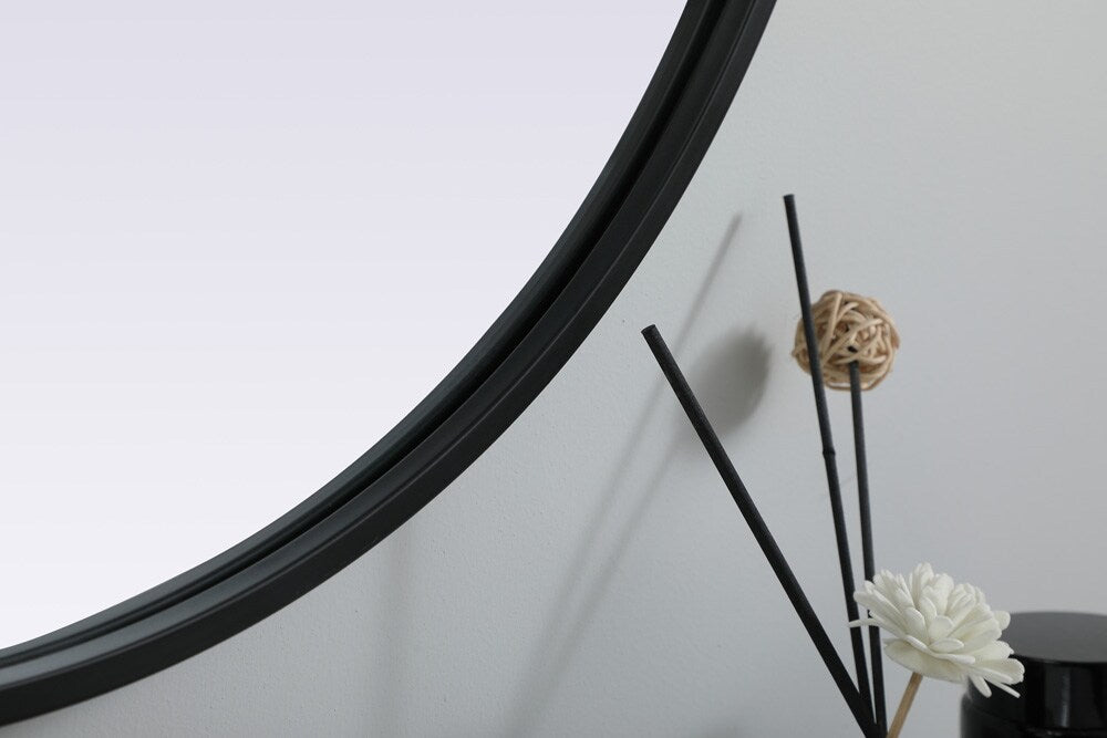 Elegant Furniture & Lighting - Asha Metal Frame Oval Mirror 24x40 Inch in Black - MR2A2440BLK veiw 8