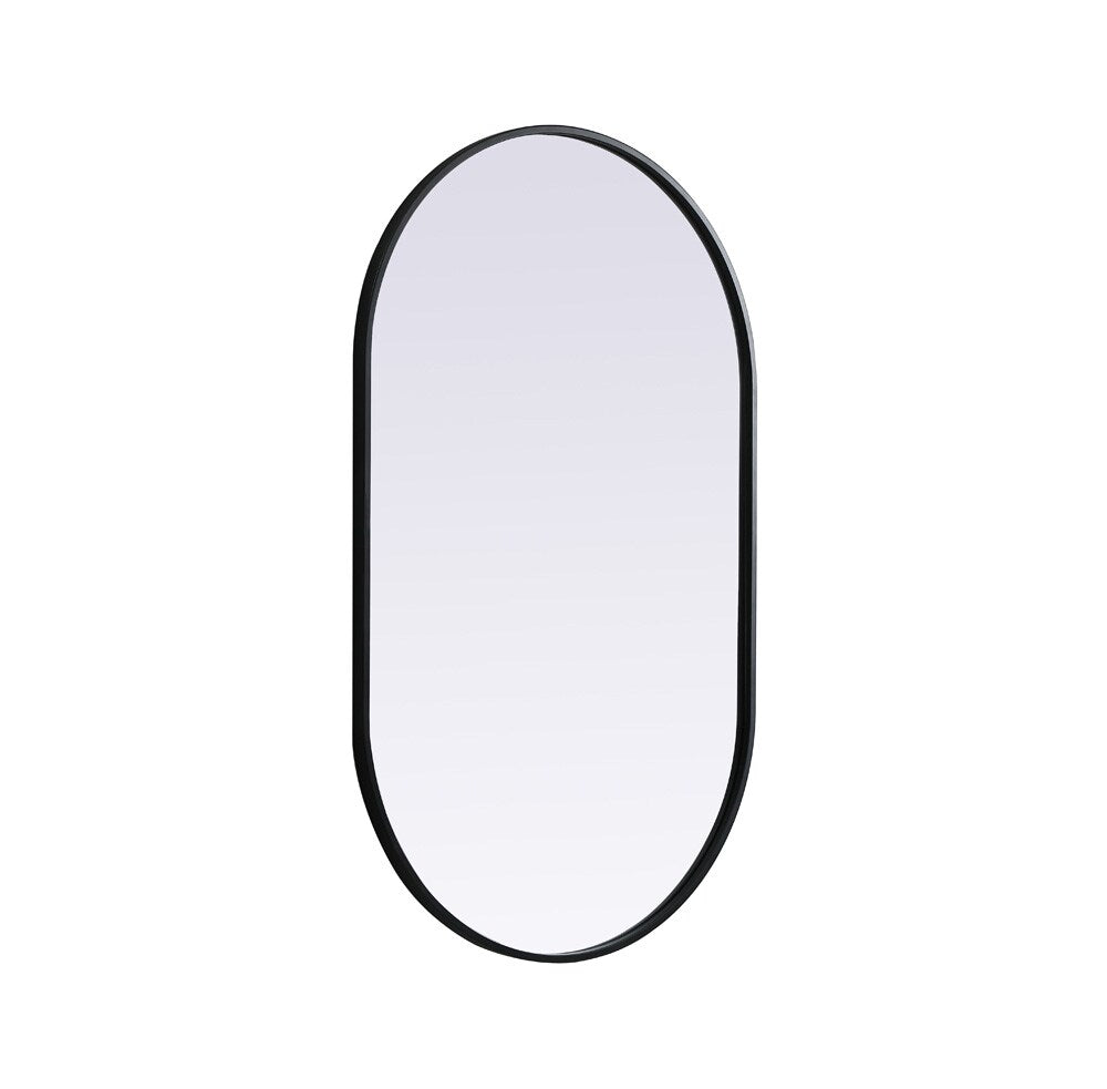 Elegant Furniture & Lighting - Asha Metal Frame Oval Mirror 24x40 Inch in Black - MR2A2440BLK veiw 9