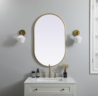 Elegant Furniture & Lighting - Asha Metal Frame Oval Mirror 24x40 Inch in Brass - MR2A2440BRS veiw 2