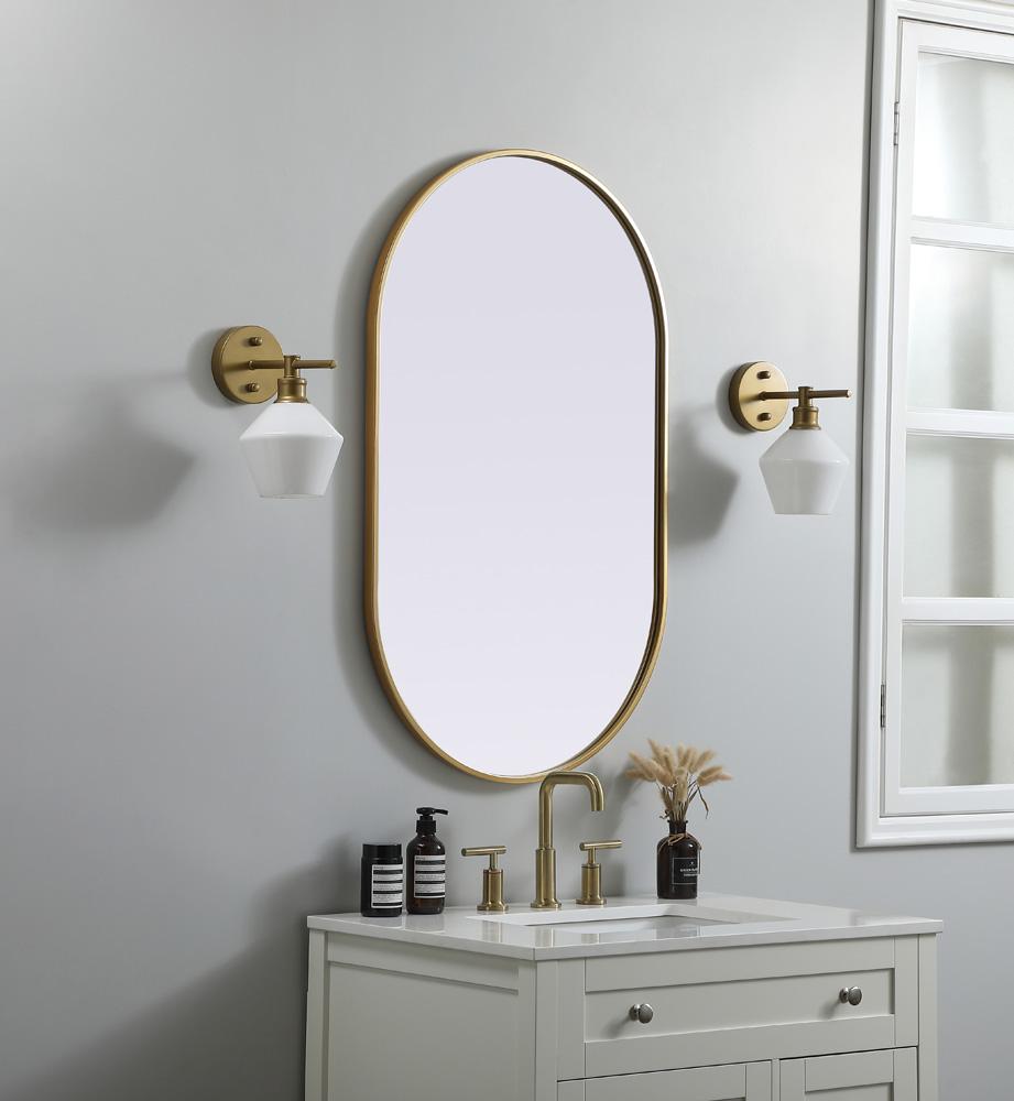 Elegant Furniture & Lighting - Asha Metal Frame Oval Mirror 24x40 Inch in Brass - MR2A2440BRS veiw 3