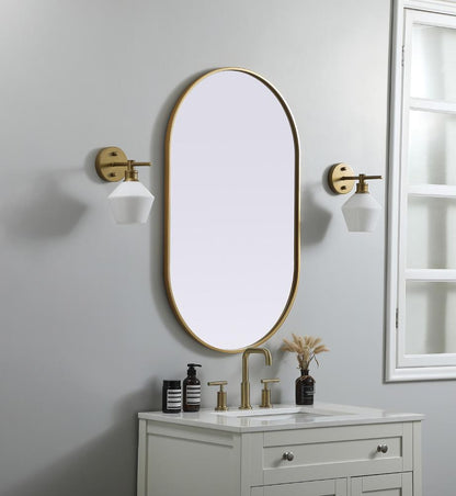 Elegant Furniture & Lighting - Asha Metal Frame Oval Mirror 24x40 Inch in Brass - MR2A2440BRS veiw 3