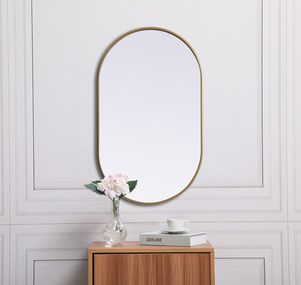 Elegant Furniture & Lighting - Asha Metal Frame Oval Mirror 24x40 Inch in Brass - MR2A2440BRS veiw 4