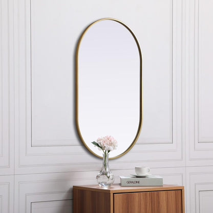 Elegant Furniture & Lighting - Asha Metal Frame Oval Mirror 24x40 Inch in Brass - MR2A2440BRS veiw 5