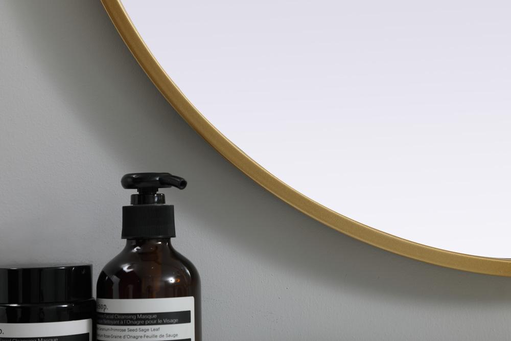 Elegant Furniture & Lighting - Asha Metal Frame Oval Mirror 24x40 Inch in Brass - MR2A2440BRS veiw 6