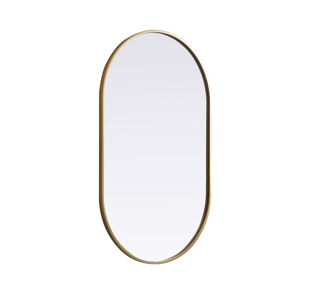Elegant Furniture & Lighting - Asha Metal Frame Oval Mirror 24x40 Inch in Brass - MR2A2440BRS veiw 8