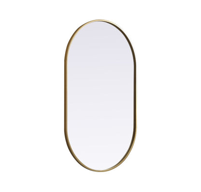 Elegant Furniture & Lighting - Asha Metal Frame Oval Mirror 24x40 Inch in Brass - MR2A2440BRS veiw 8