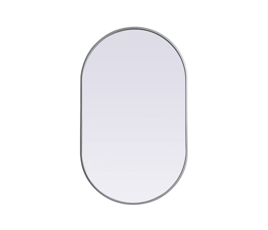 Elegant Furniture & Lighting - Asha Metal Frame Oval Mirror 24x40 Inch in Silver - MR2A2440SIL veiw 1