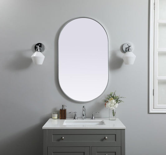 Elegant Furniture & Lighting - Asha Metal Frame Oval Mirror 24x40 Inch in Silver - MR2A2440SIL veiw 2